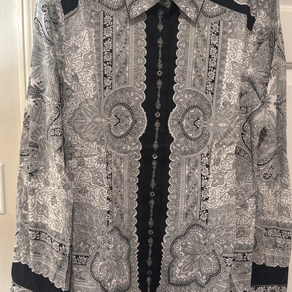 Robert Graham Black and White Paisley Blouse